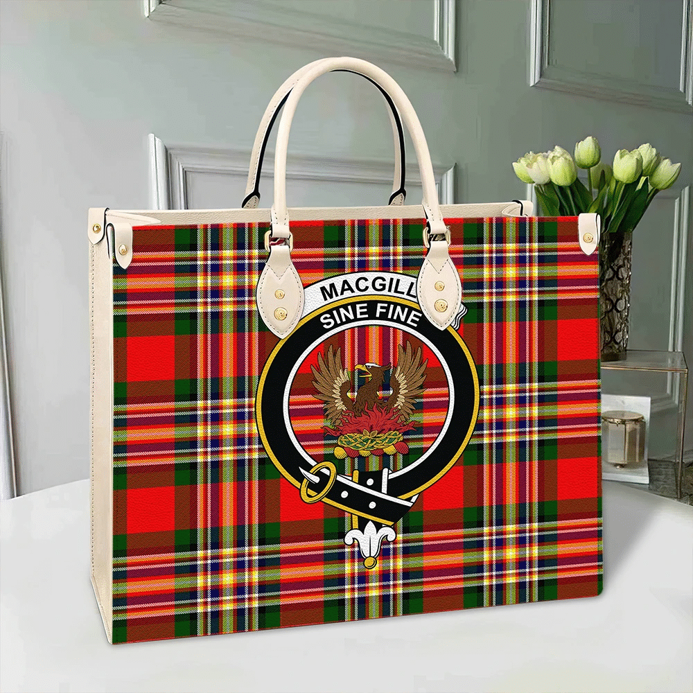 Clan Clan MacGill Modern Tartan Crest Leather Bag AS77 Clan MacGill Tartan Today   