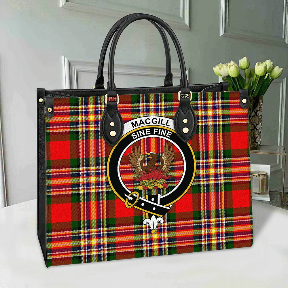Clan Clan MacGill Modern Tartan Crest Leather Bag AS77 Clan MacGill Tartan Today   