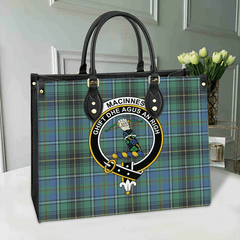 Clan MacInnes Ancient Tartan Crest Leather Bag NU39 Clan MacInnes Tartan Today   