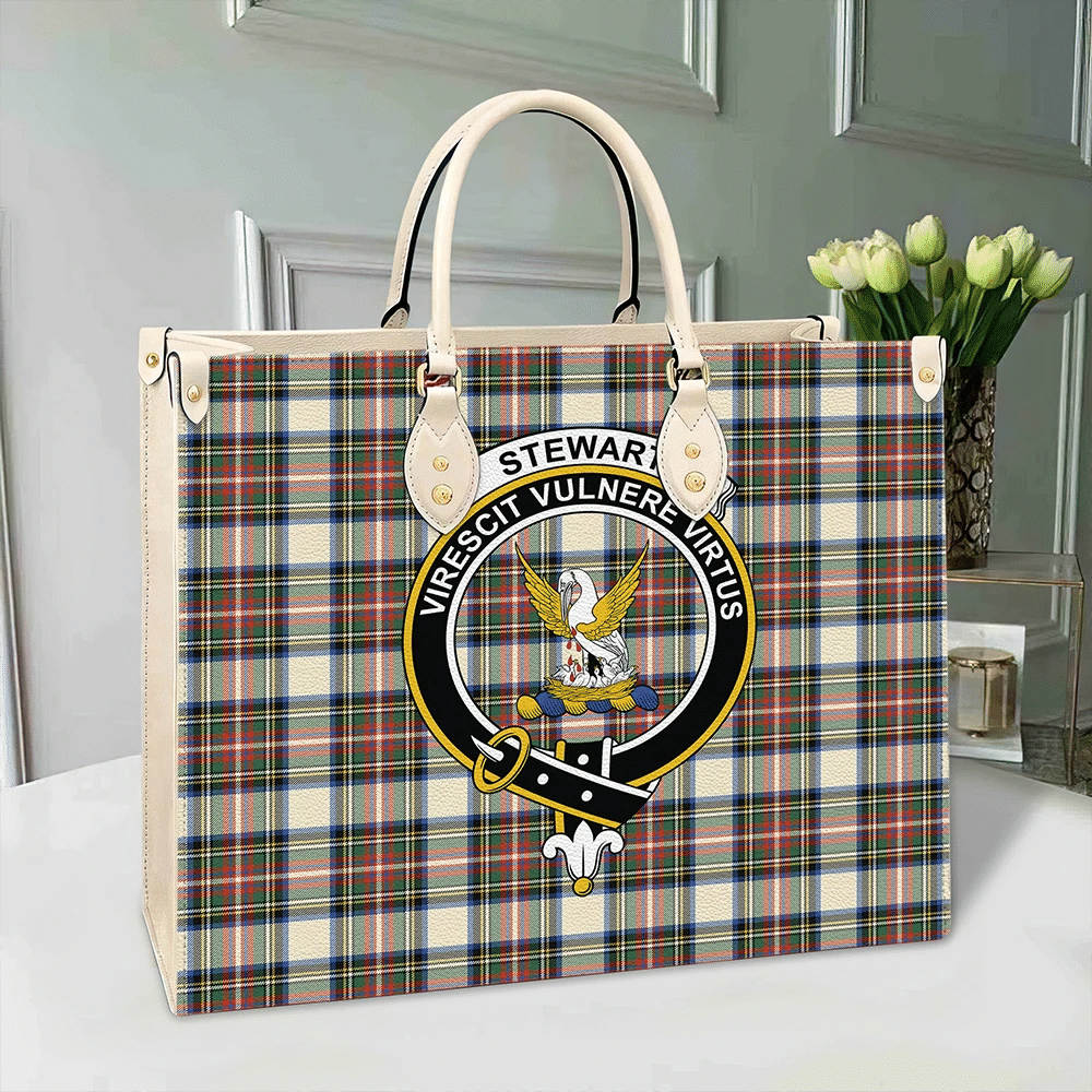 Clan Stewart Dress Ancient Tartan Crest Leather Bag RN56 Clan Stewart Tartan Today   