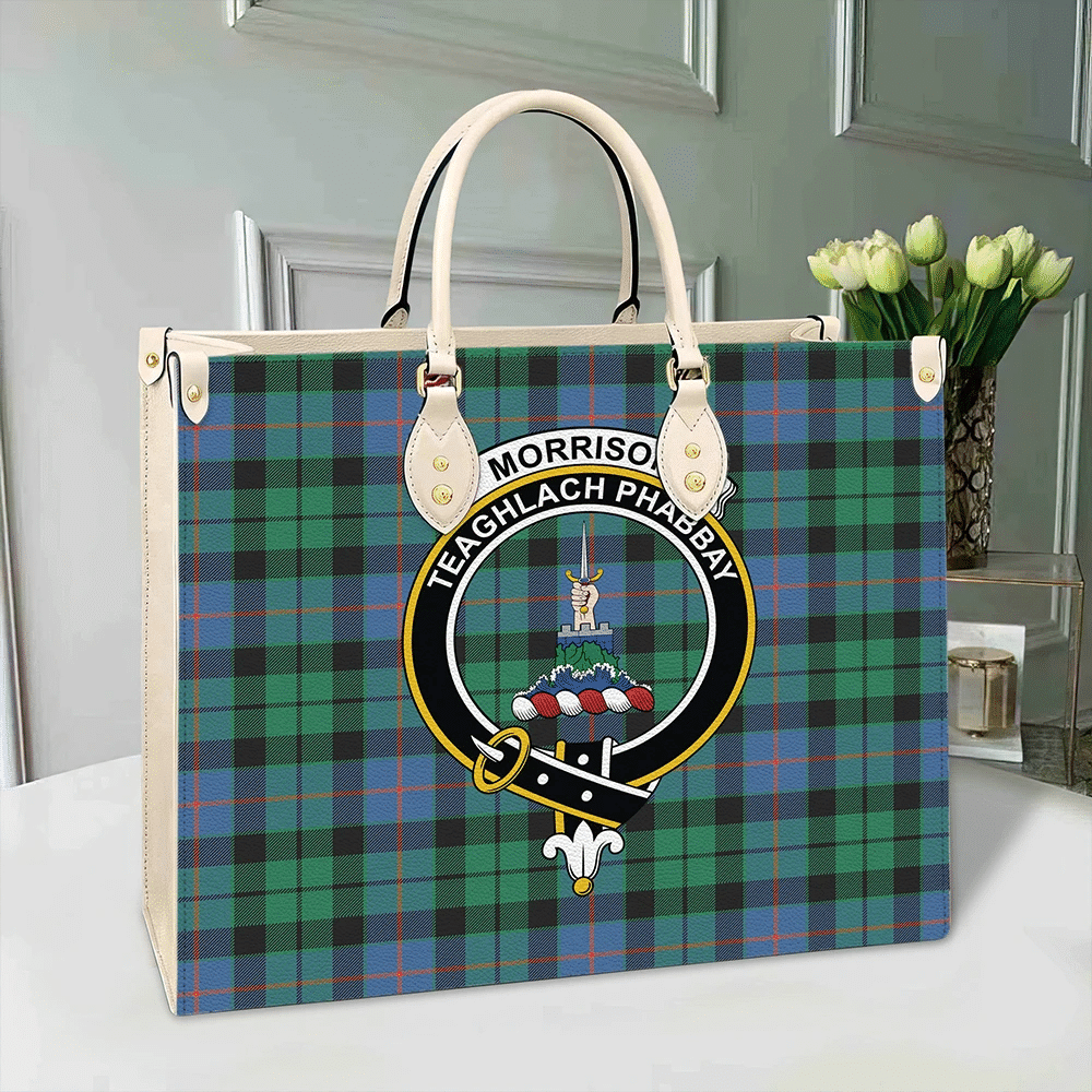 Clan Morrison Ancient Tartan Crest Leather Bag BG93 Clan Morrison Tartan Today   