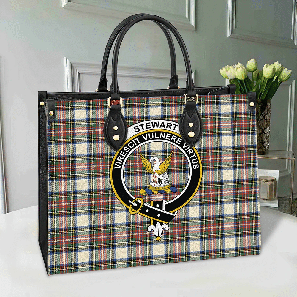 Clan Stewart Dress Ancient Tartan Crest Leather Bag RN56 Clan Stewart Tartan Today   
