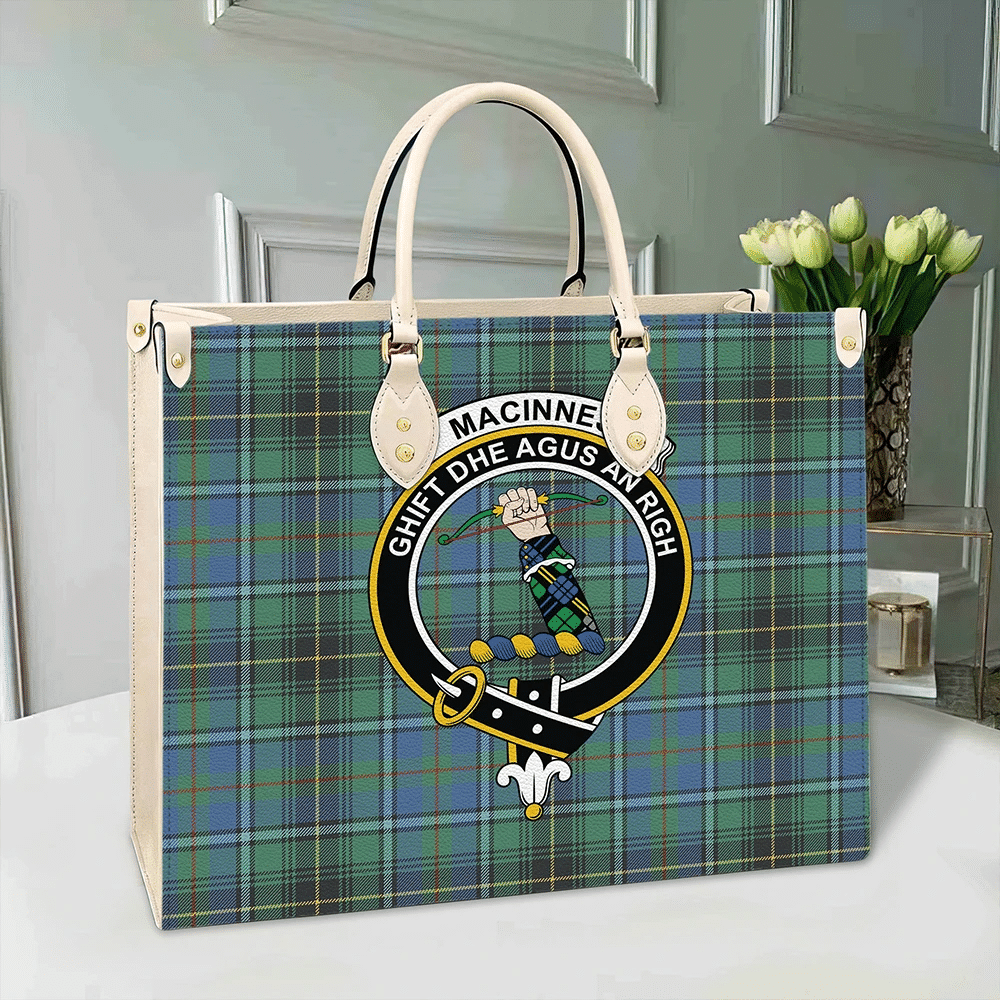 Clan MacInnes Ancient Tartan Crest Leather Bag NU39 Clan MacInnes Tartan Today   