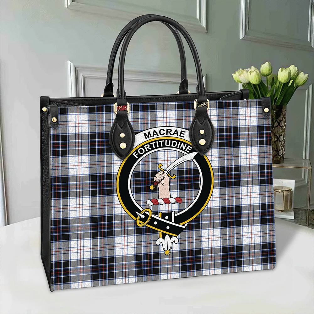 Clan MacRae Dress Modern Tartan Crest Leather Bag HD62 Clan MacRae Tartan Today   