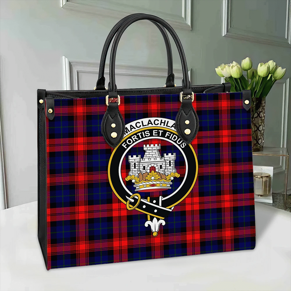 Clan MacLachlan Modern Tartan Crest Leather Bag GJ39 Clan Borthwick Tartan Today   