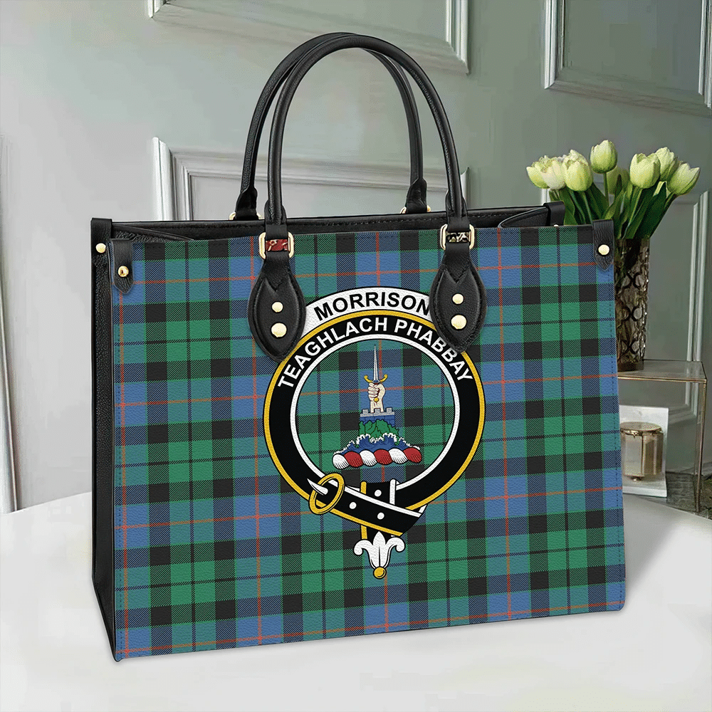 Clan Morrison Ancient Tartan Crest Leather Bag BG93 Clan Morrison Tartan Today   