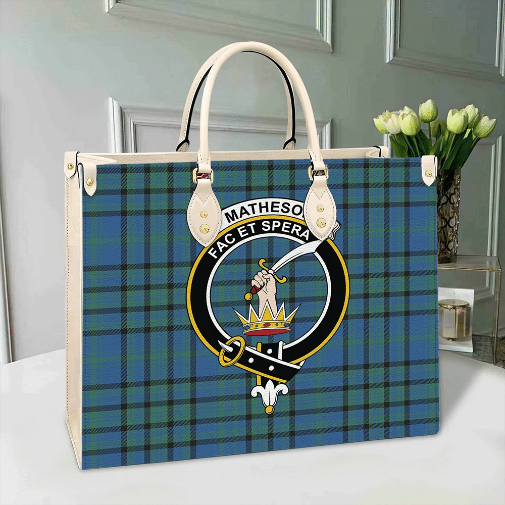 Clan Matheson Hunting Ancient Tartan Crest Leather Bag ED39 Clan Matheson Tartan Today   