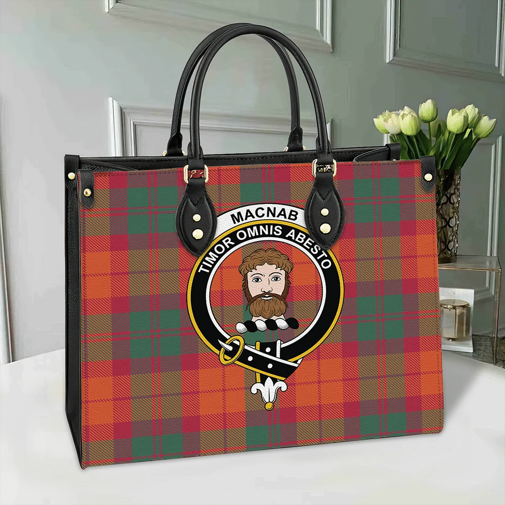 Clan MacNab Ancient Tartan Crest Leather Bag GN11 Clan MacNab Tartan Today   