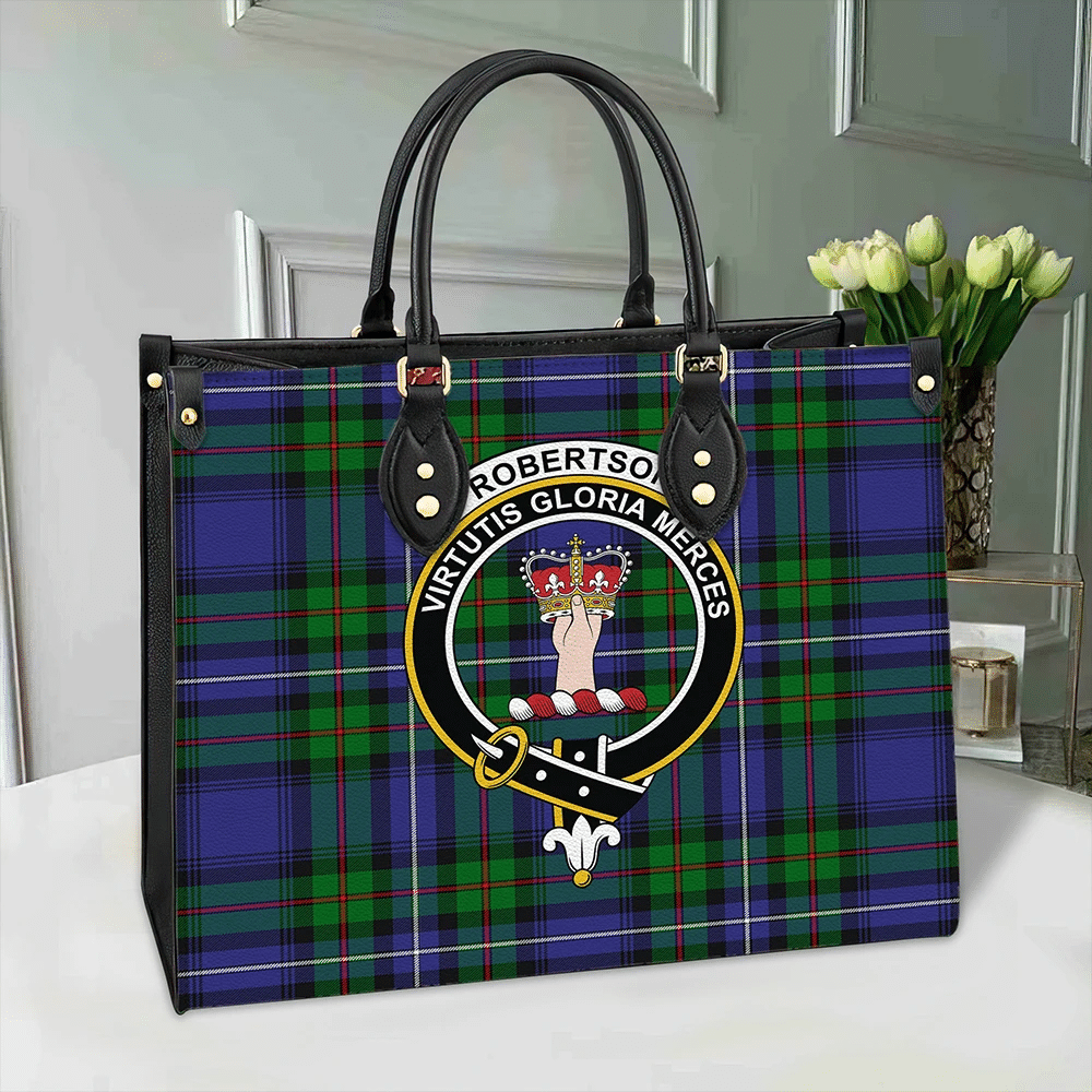 Clan Robertson Hunting Modern Tartan Crest Leather Bag MZ99 Clan Robertson Tartan Today   