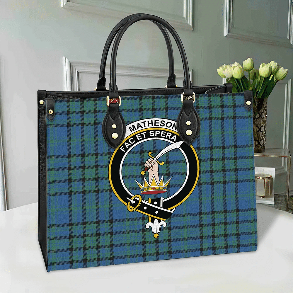 Clan Matheson Hunting Ancient Tartan Crest Leather Bag ED39 Clan Matheson Tartan Today   