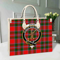 Clan Spens Modern Tartan Crest Leather Bag EB32 Clan Spens Tartan Today   