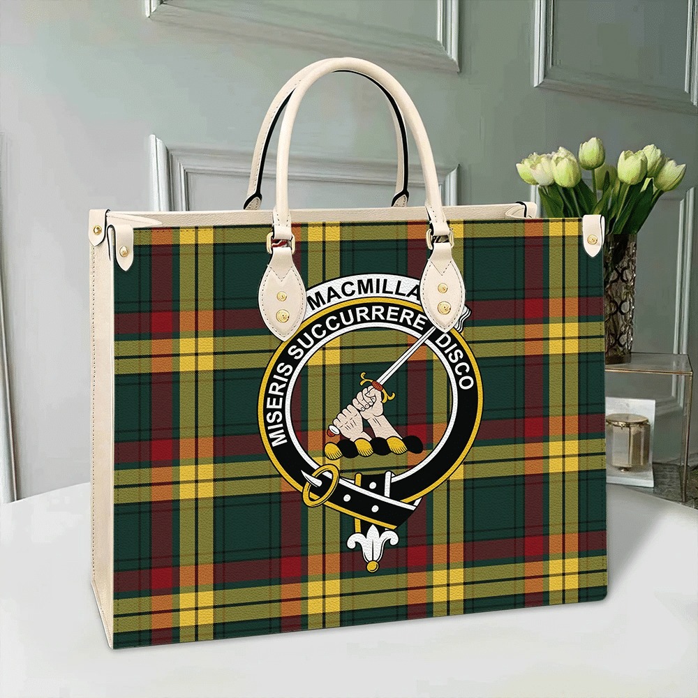 Clan MacMillan Old Modern Tartan Crest Leather Bag FC31 Clan MacMillan Tartan Today   