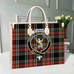 Clan Stewart Black Tartan Crest Leather Bag DN52 Clan Stewart Tartan Today   