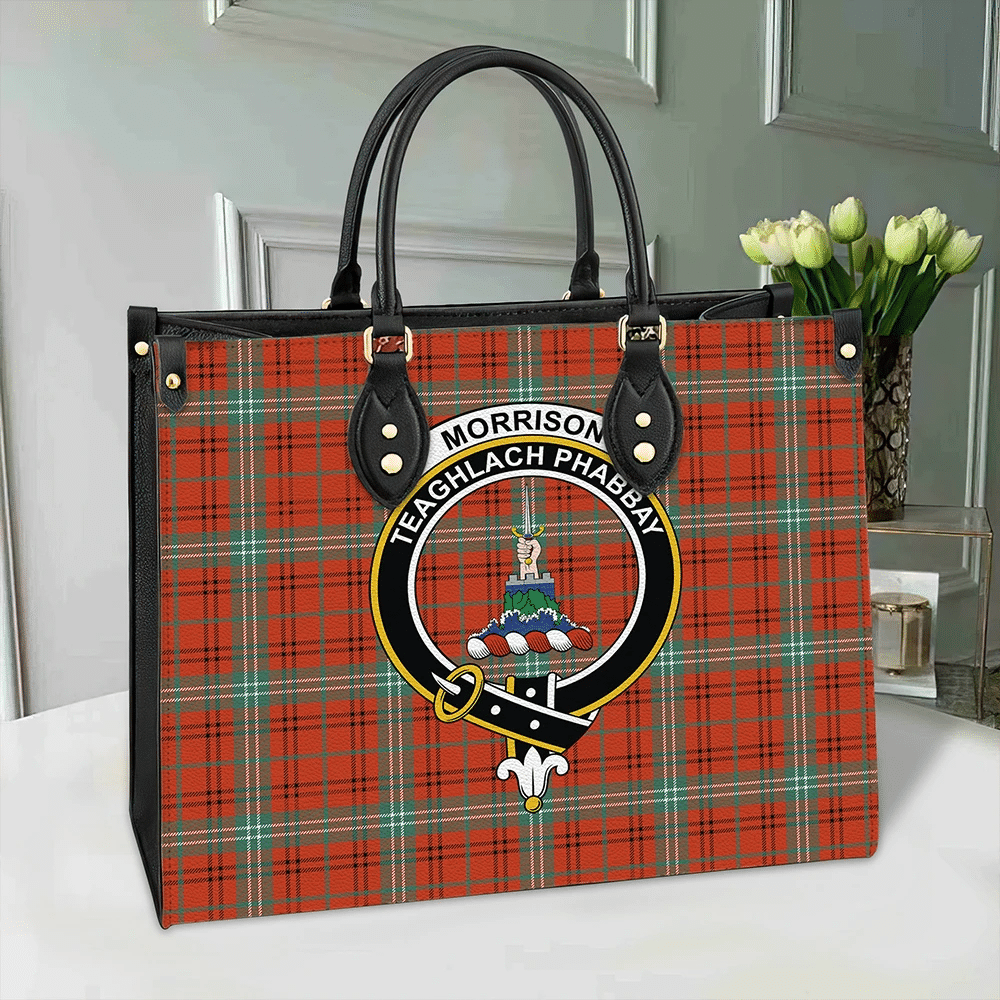 Clan Morrison Red Ancient Tartan Crest Leather Bag YF82 Clan Morrison Tartan Today   