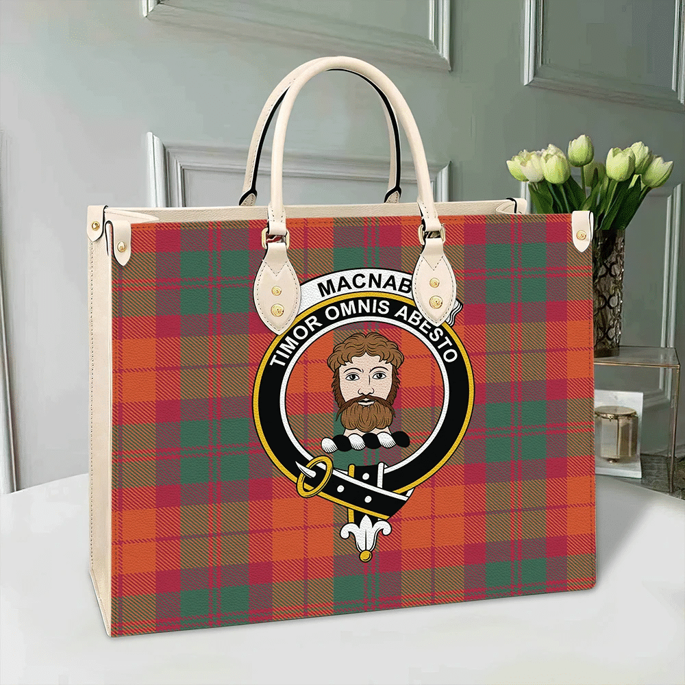 Clan MacNab Ancient Tartan Crest Leather Bag GN11 Clan MacNab Tartan Today   