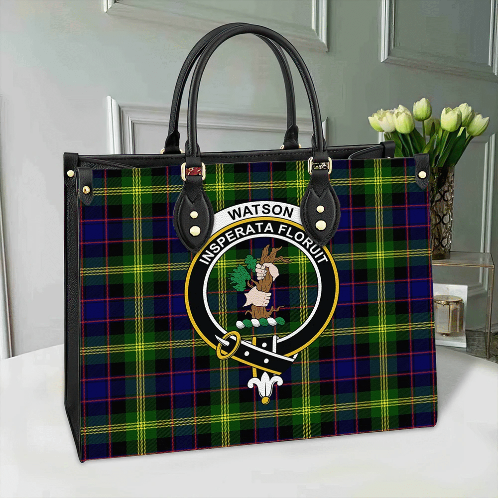 Clan Watson Modern Tartan Crest Leather Bag TK91 Clan Watson Tartan Today   