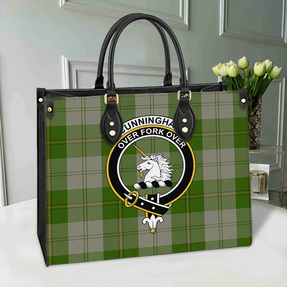 Clan Cunningham Dress Green Dancers Tartan Crest Leather Bag WM16 Clan Cunningham Tartan Today   