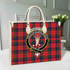 Clan Robertson Modern Tartan Crest Leather Bag XM25 Clan Robertson Tartan Today   