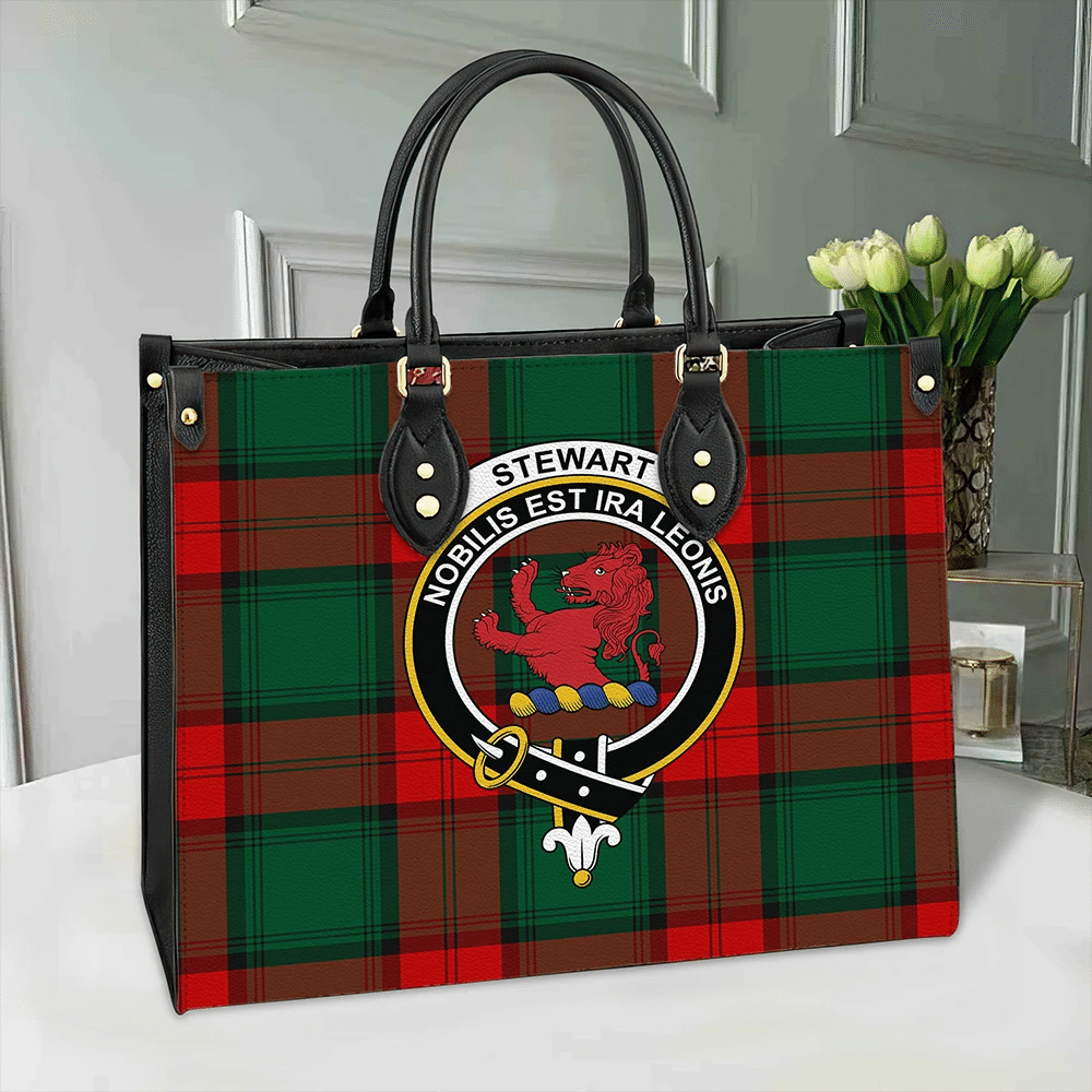 Clan Stewart Atholl Modern Tartan Crest Leather Bag UQ80 Clan Stewart Tartan Today   