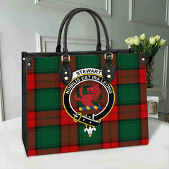 Clan Stewart Atholl Modern Tartan Crest Leather Bag UQ80 Clan Stewart Tartan Today   