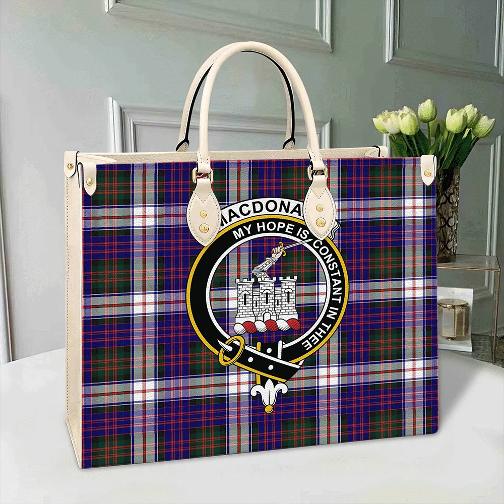 Clan MacDonald Dress Modern Tartan Crest Leather Bag QK39 Clan MacDonald Tartan Today   