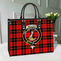 Clan Wallace Hunting Red Tartan Crest Leather Bag OG41 Clan Wallace Tartan Today   