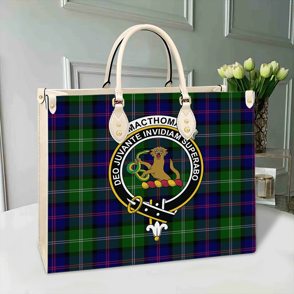 Clan MacThomas Modern Tartan Crest Leather Bag SS73 Clan MacThomas Tartan Today   