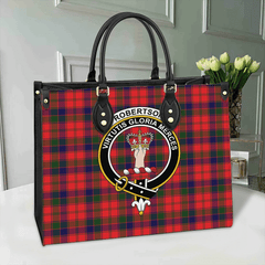 Clan Robertson Modern Tartan Crest Leather Bag XM25 Clan Robertson Tartan Today   
