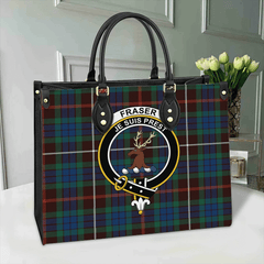 Clan Fraser Hunting Ancient Tartan Crest Leather Bag DY70 Clan Fraser Tartan Today   