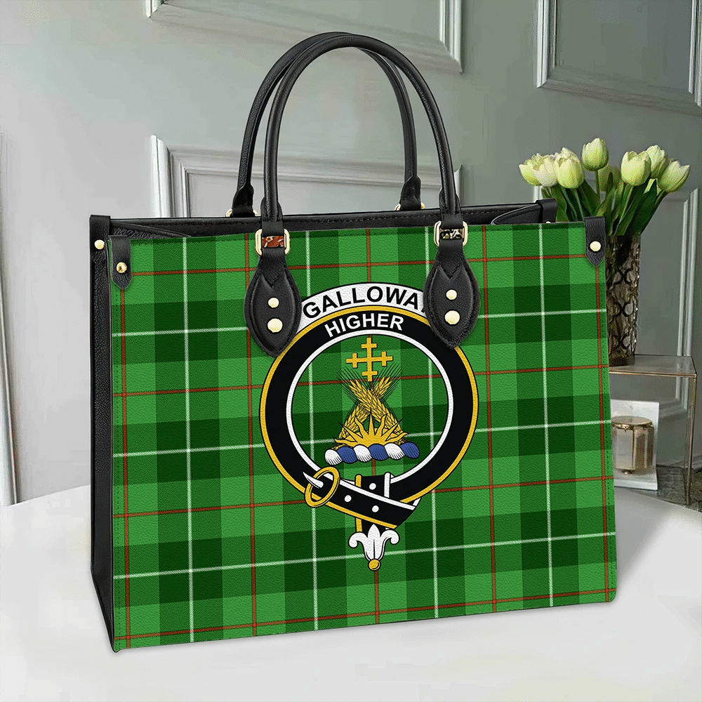 Clan Galloway District Tartan Crest Leather Bag YN68 Clan Galloway Tartan Today   