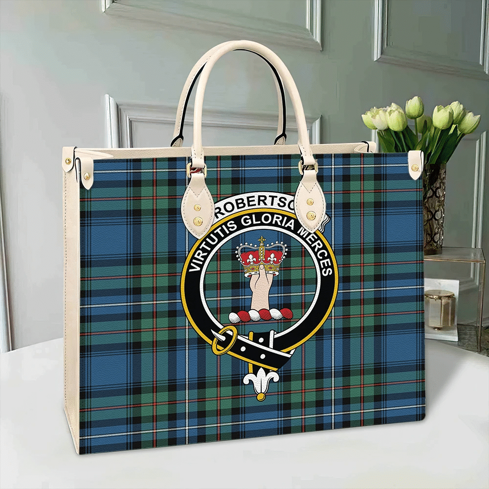 Clan Robertson Hunting Ancient Tartan Crest Leather Bag OM81 Clan Robertson Tartan Today   