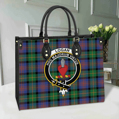 Clan Logan Ancient Tartan Crest Leather Bag GV28 Clan Logan Tartan Today   