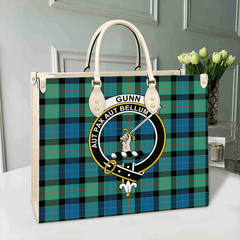 Clan Gunn Ancient Tartan Crest Leather Bag KO42 Clan Gunn Tartan Today   