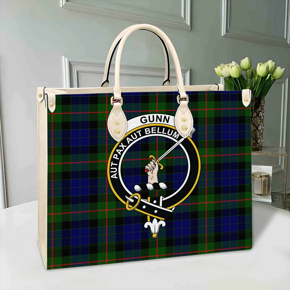 Clan Gunn Modern Tartan Crest Leather Bag XY90 Clan Gunn Tartan Today   