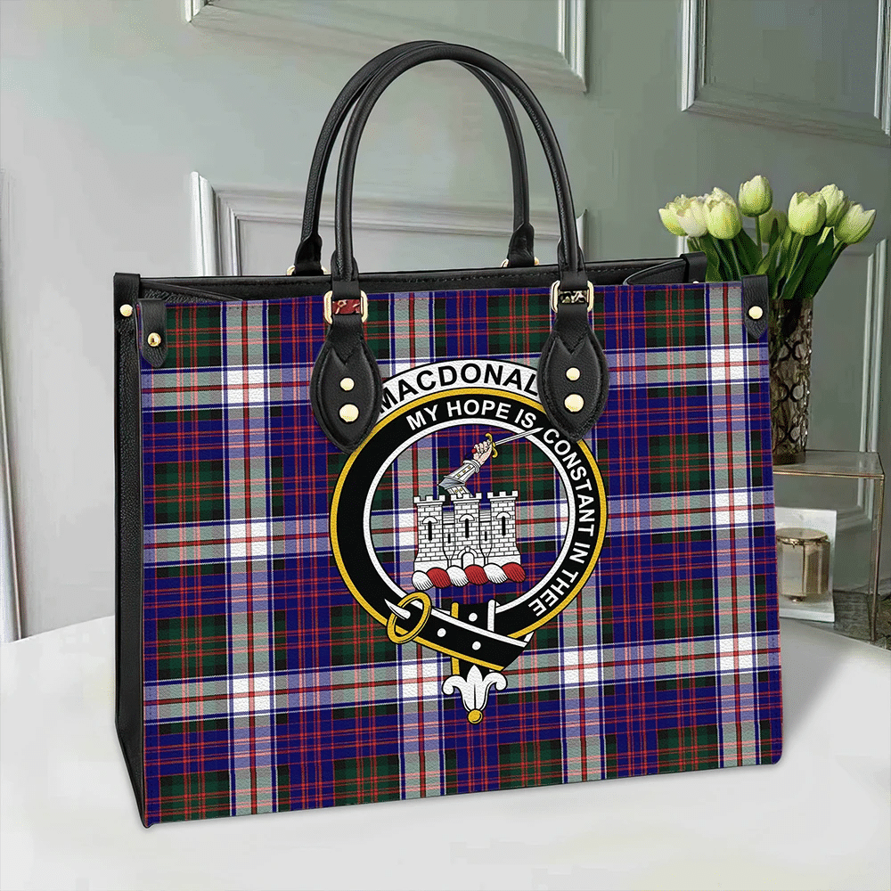 Clan MacDonald Dress Modern Tartan Crest Leather Bag QK39 Clan MacDonald Tartan Today   