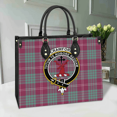 Clan Crawford Ancient Tartan Crest Leather Bag GD15 Clan Crawford Tartan Today   