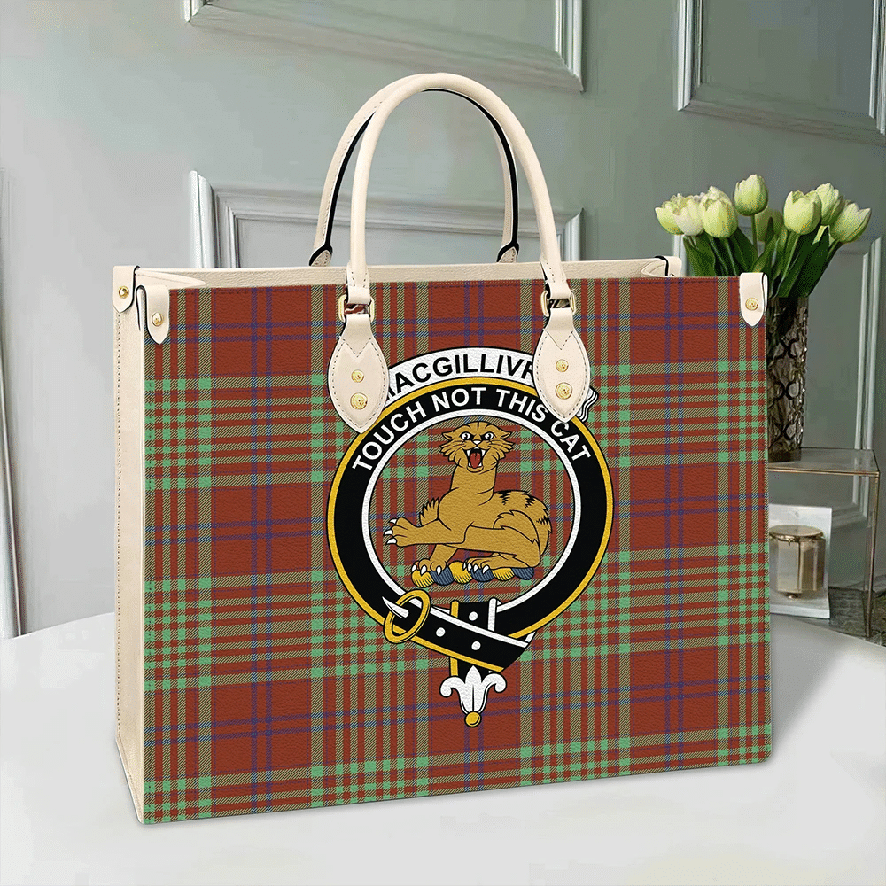 Clan MacGillivray Hunting Ancient Tartan Crest Leather Bag VC42 Clan MacGillivray Tartan Today   