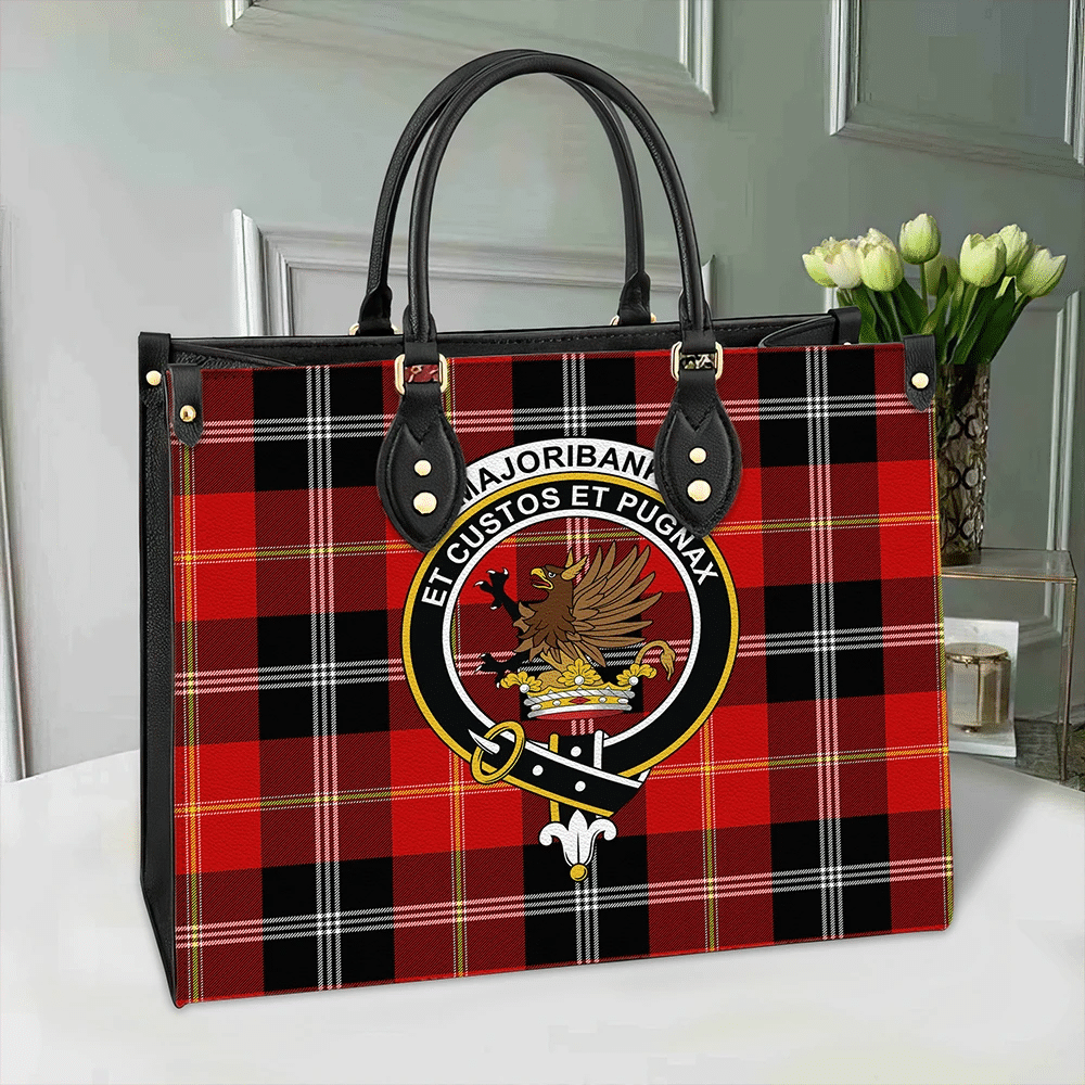 Clan Marjoribanks Tartan Crest Leather Bag JQ93 Clan Marjoribanks Tartan Today   