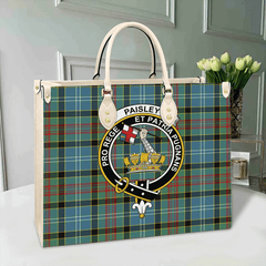 Clan Paisley District Tartan Crest Leather Bag HA22 Clan Paisley Tartan Today   