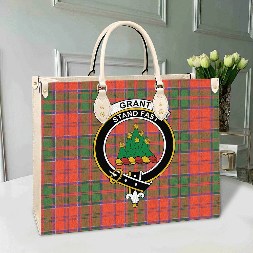 Clan Grant Ancient Tartan Crest Leather Bag YJ74 Clan Grant Tartan Today   