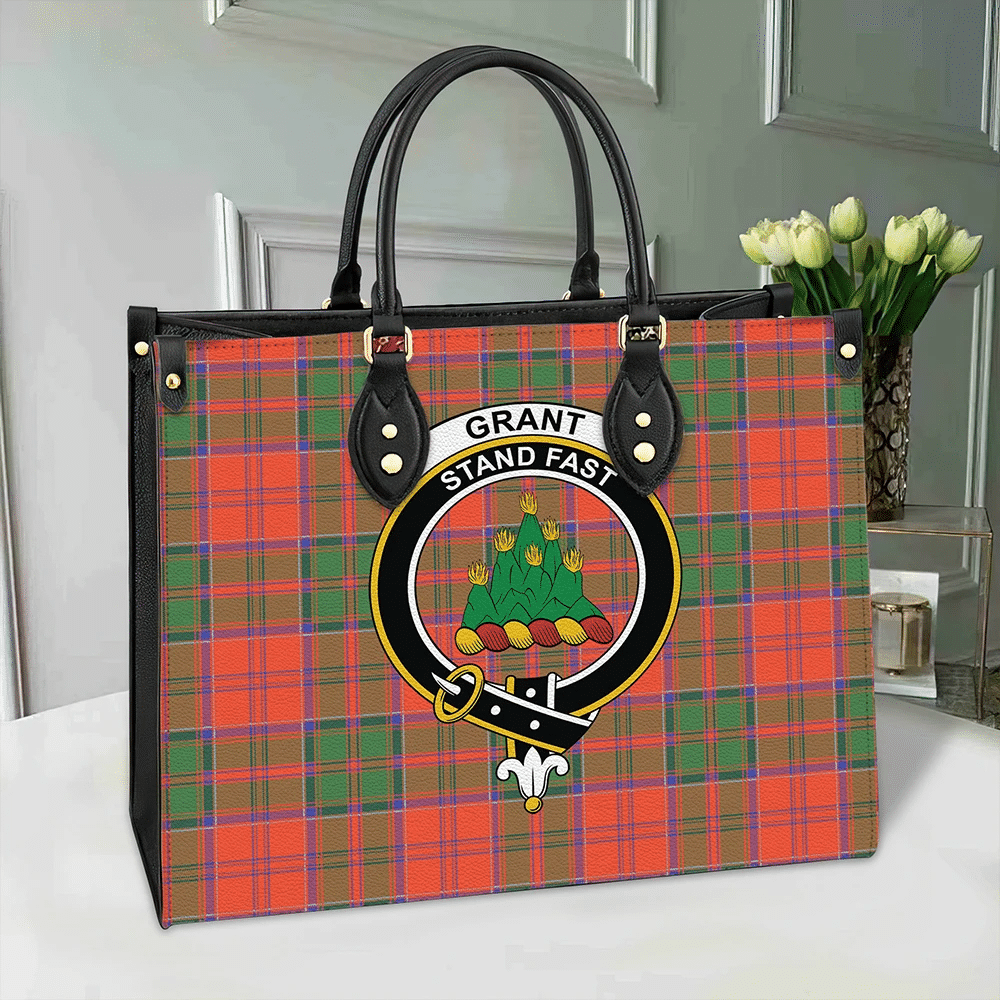 Clan Grant Ancient Tartan Crest Leather Bag YJ74 Clan Grant Tartan Today   