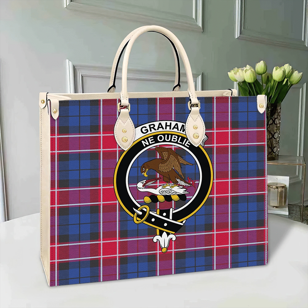 Clan Graham Of Menteith Red Tartan Crest Leather Bag PH41 Clan Graham Tartan Today   