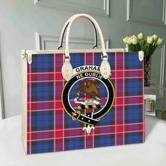 Clan Graham Of Menteith Red Tartan Crest Leather Bag PH41 Clan Graham Tartan Today   