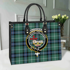 Clan MacDonald Of The Isles Hunting Ancient Tartan Crest Leather Bag ZG36 Clan MacDonald Tartan Today   