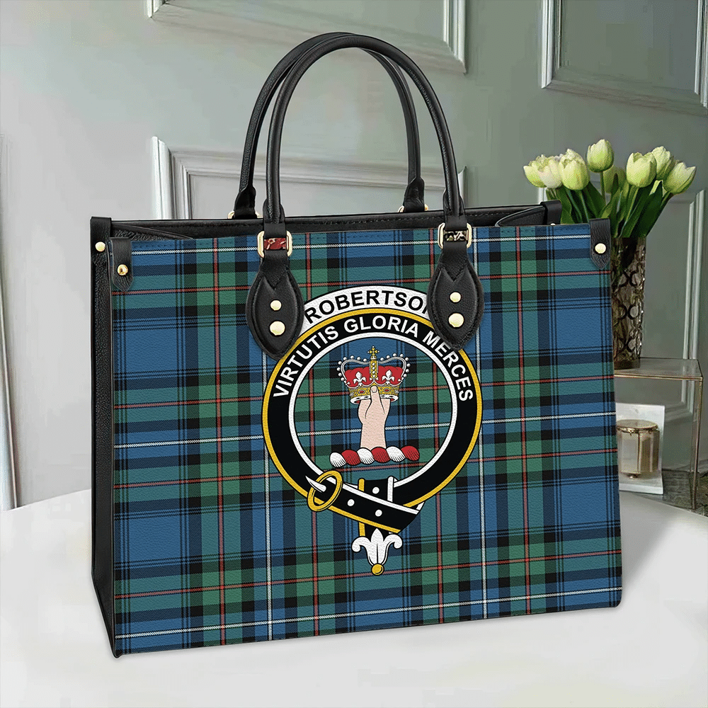 Clan Robertson Hunting Ancient Tartan Crest Leather Bag OM81 Clan Robertson Tartan Today   