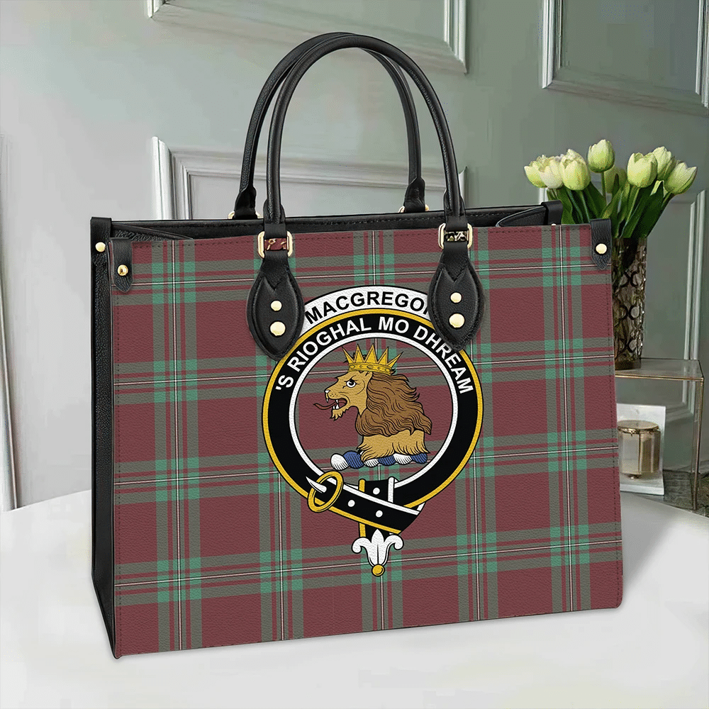 Clan MacGregor Hunting Ancient Tartan Crest Leather Bag QF56 Clan MacGregor Tartan Today   