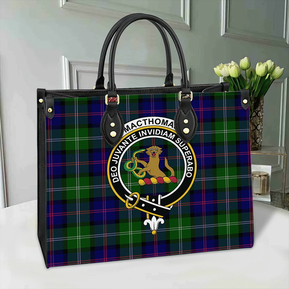Clan MacThomas Modern Tartan Crest Leather Bag SS73 Clan MacThomas Tartan Today   