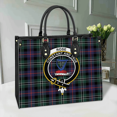 Clan Rose Hunting Modern Tartan Crest Leather Bag