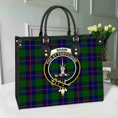 Clan Shaw Modern Tartan Crest Leather Bag SF23 Clan Shaw Tartan Today   