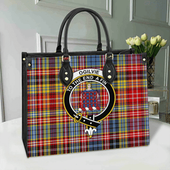 Clan Ogilvie Tartan Crest Leather Bag HK78 Clan Ogilvie Tartan Today   